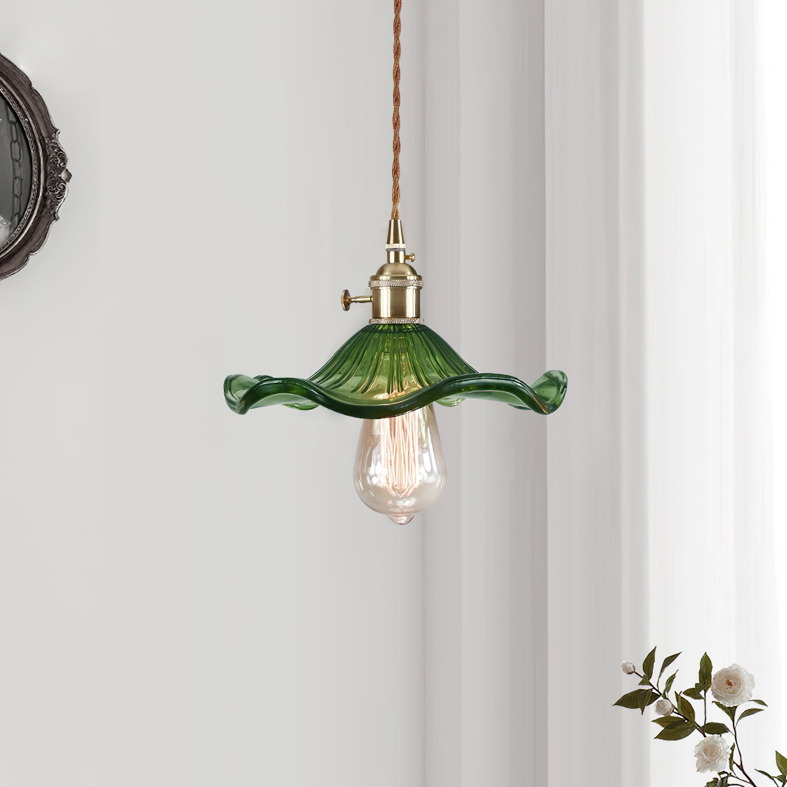 Glass Hibiscus Flower Pendant Light