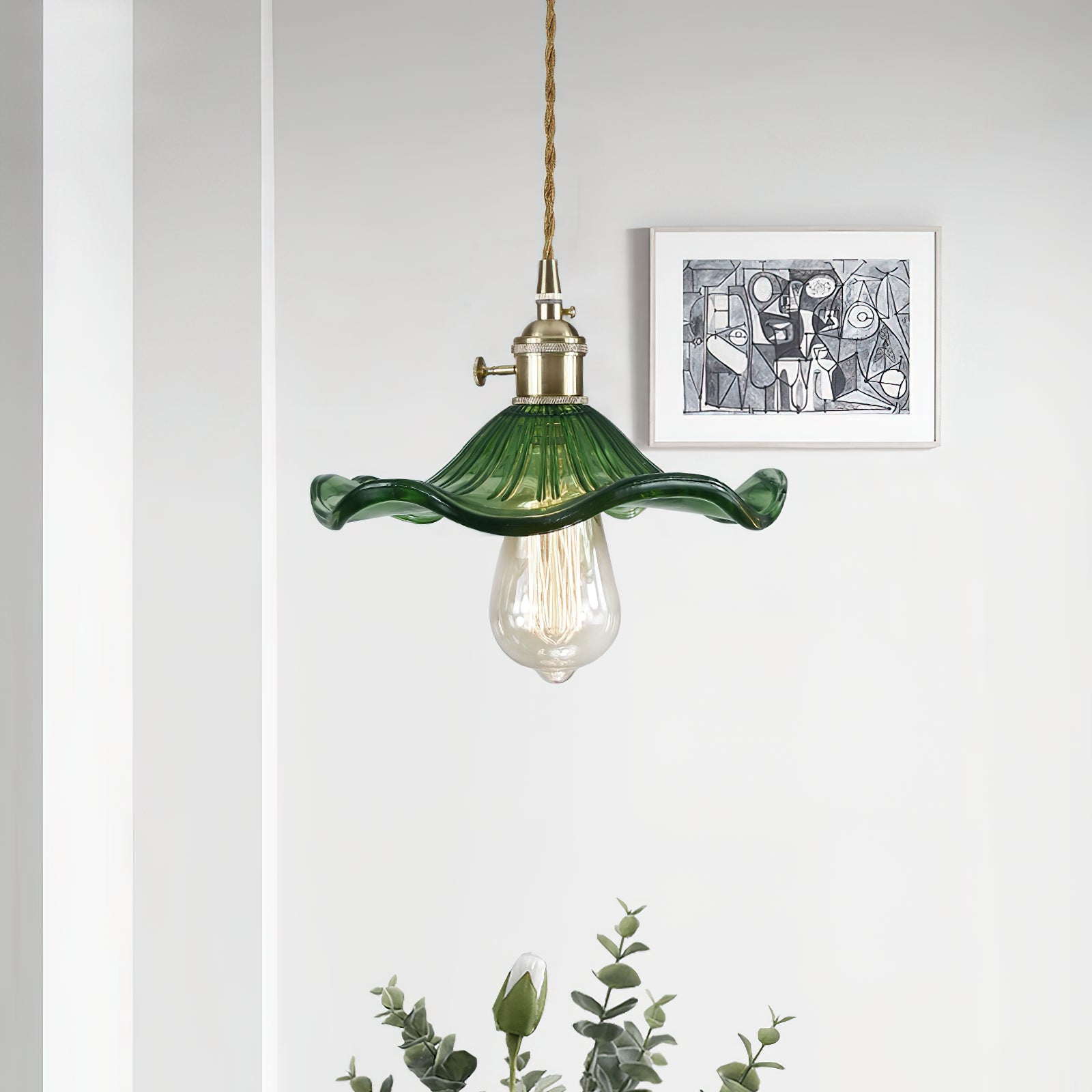 Glass Hibiscus Flower Pendant Light