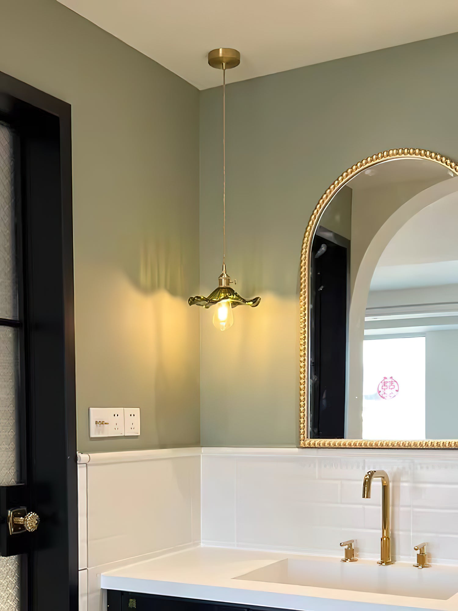 Glass Hibiscus Flower Pendant Light