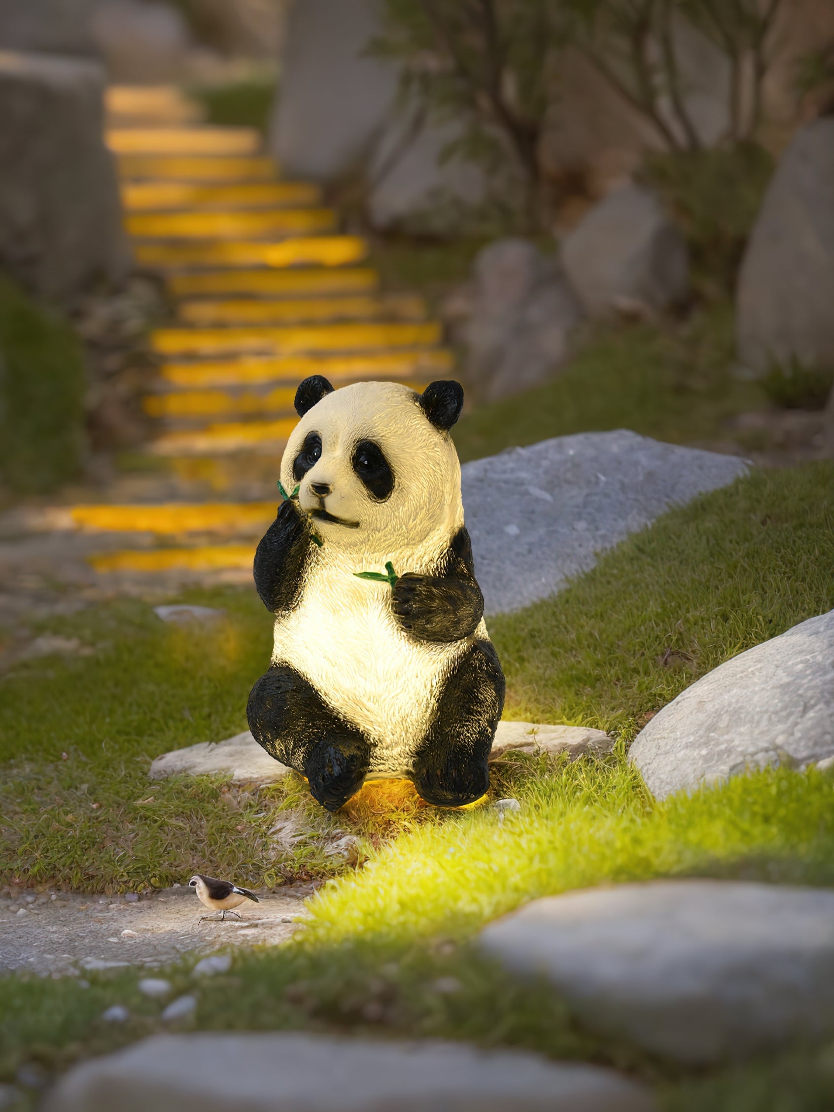 Panda Resin Outdoor Garden Lamp