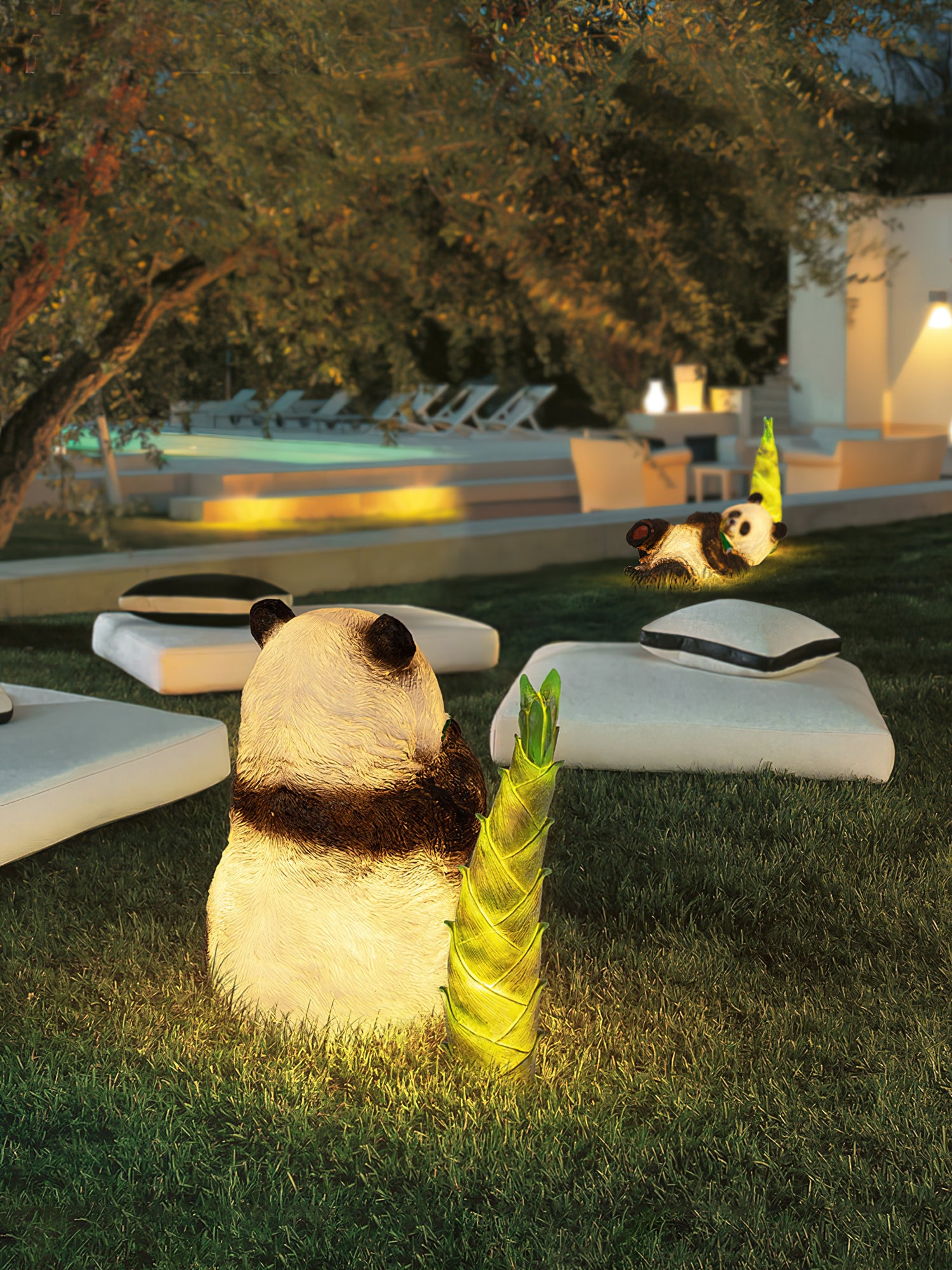 Panda Resin Outdoor Garden Lamp