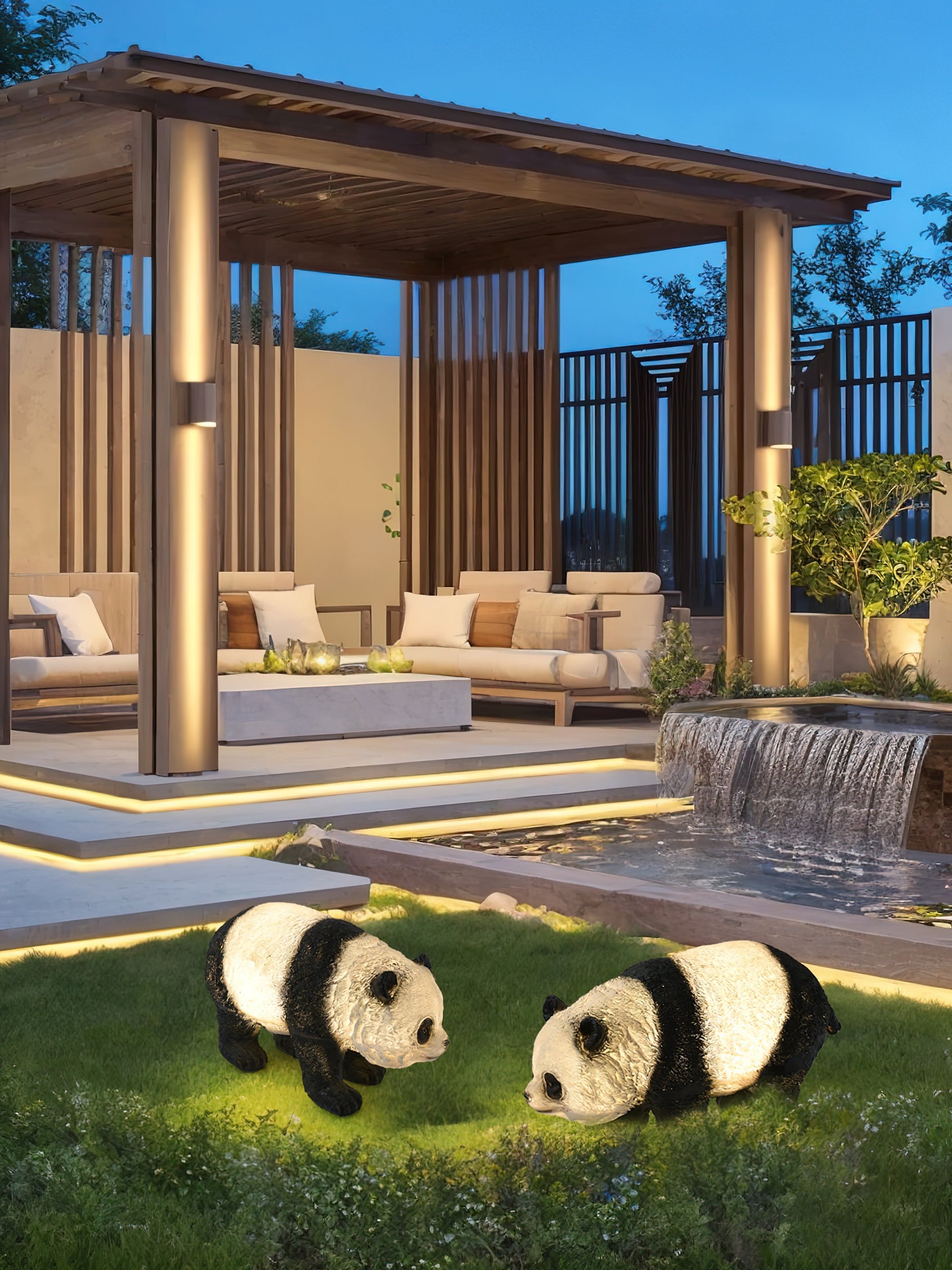 Panda Resin Outdoor Garden Lamp