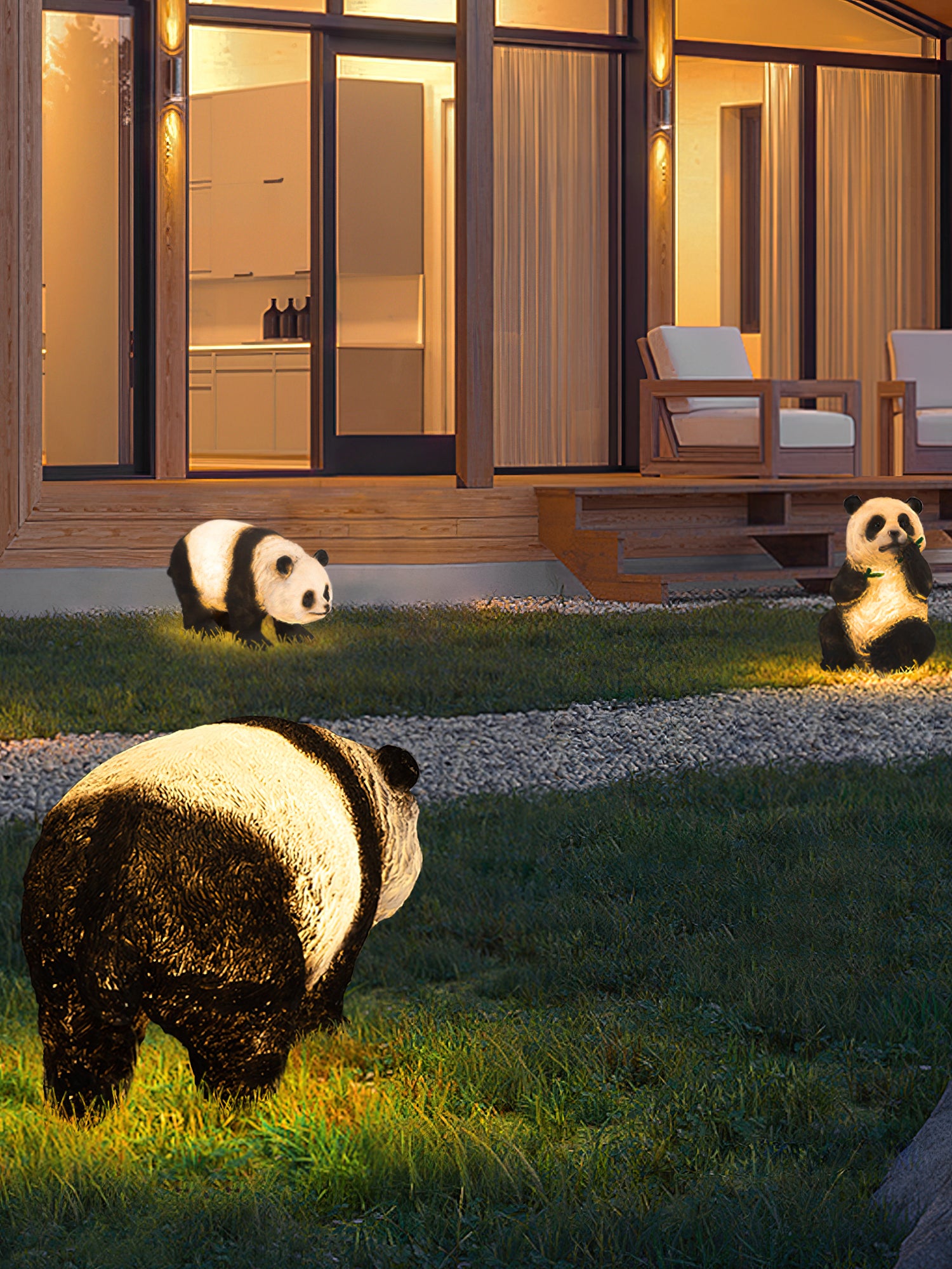 Panda Resin Outdoor Garden Lamp