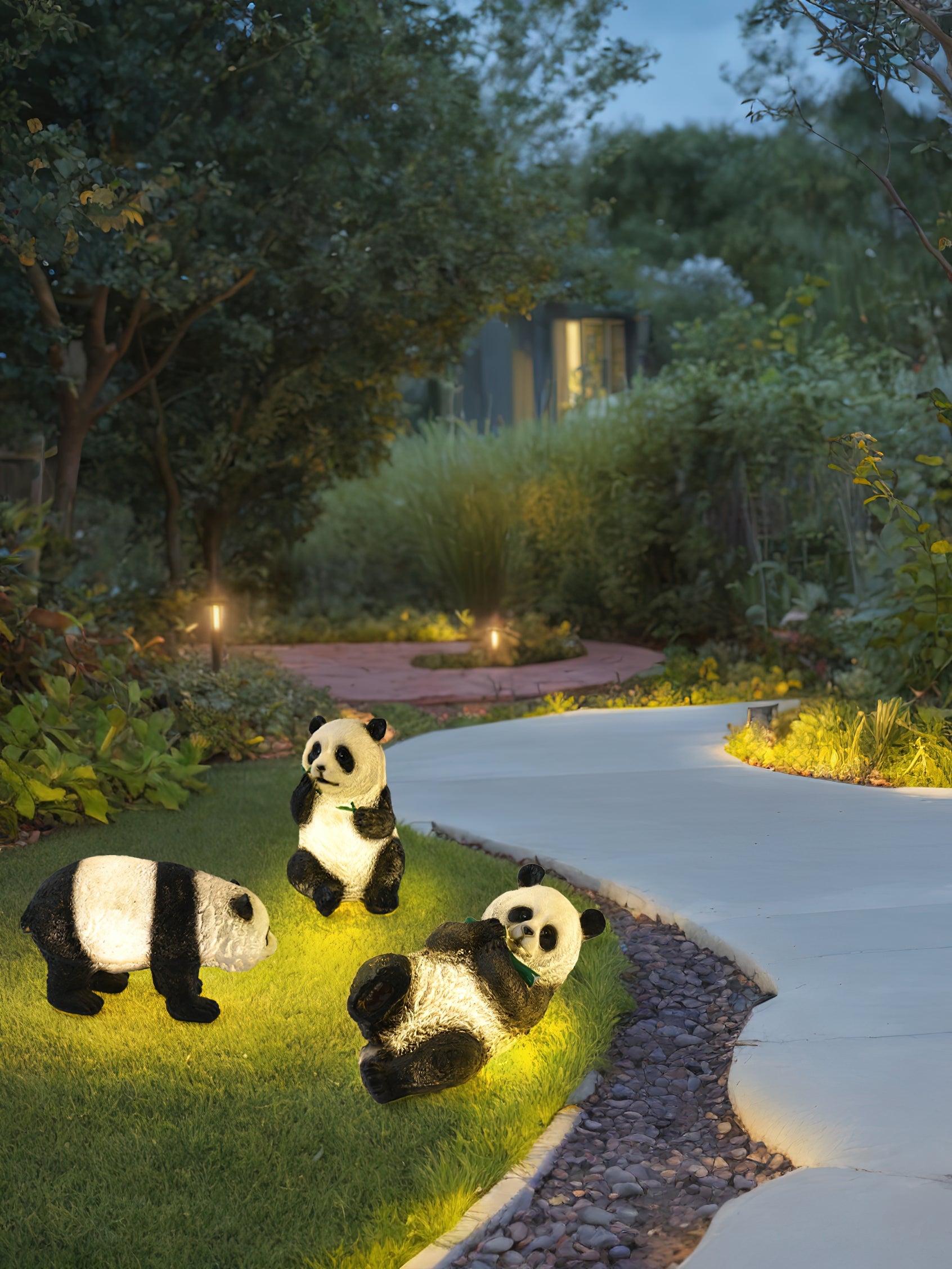 Panda Resin Outdoor Garden Lamp