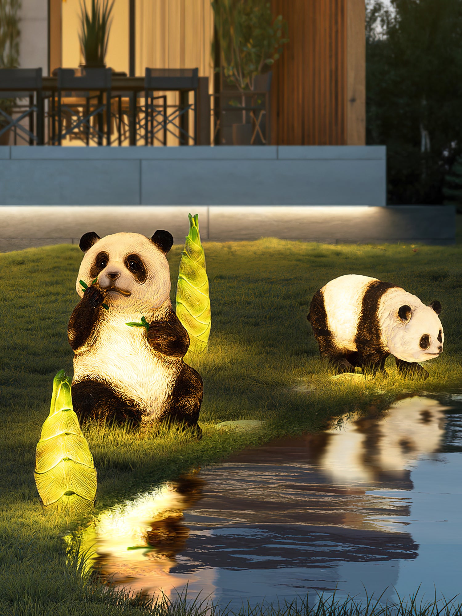 Panda Resin Outdoor Garden Lamp