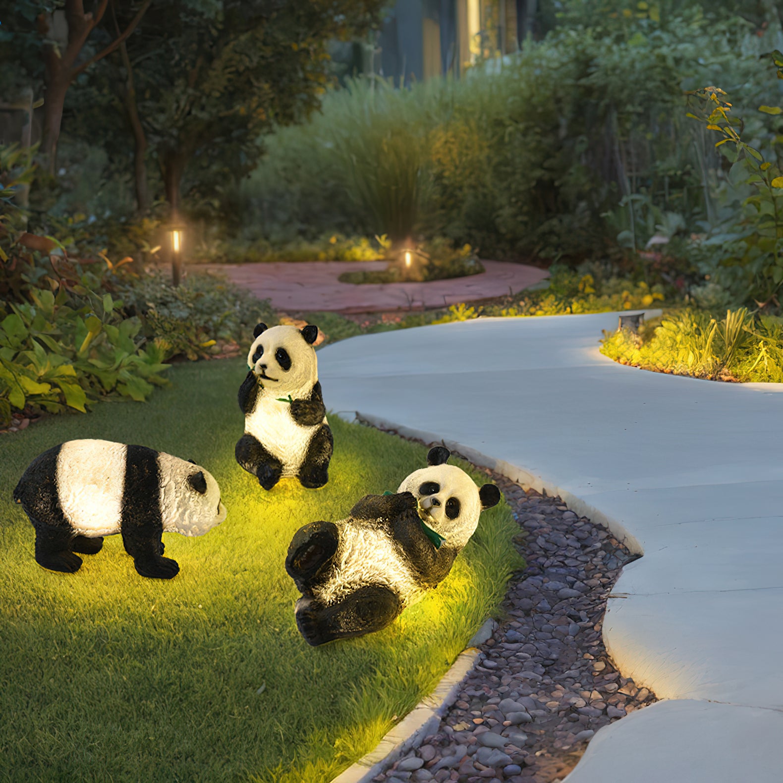 Panda Resin Outdoor Garden Lamp