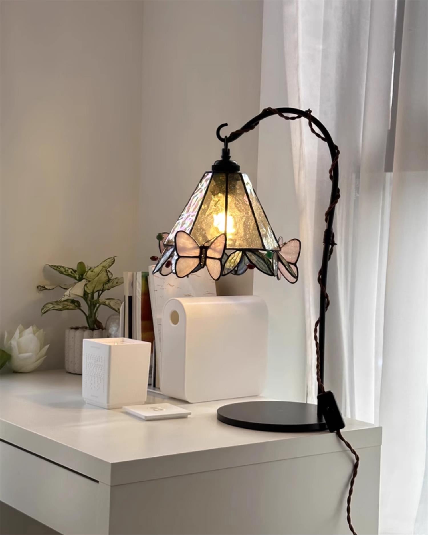 Tiffany Glass Butterfly Table Lamp