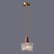 Walnut Glass Carved Pendant Light