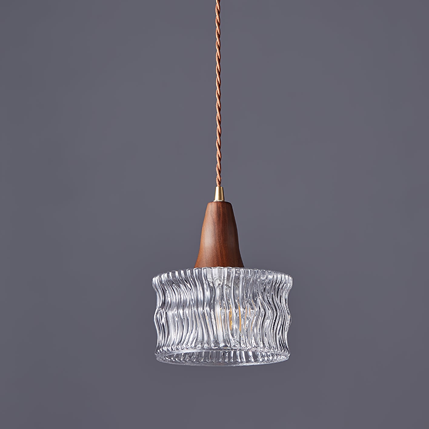 Walnut Glass Carved Pendant Light