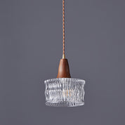 Walnut Glass Carved Pendant Light