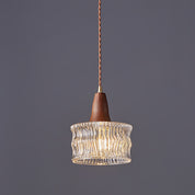 Walnut Glass Carved Pendant Light