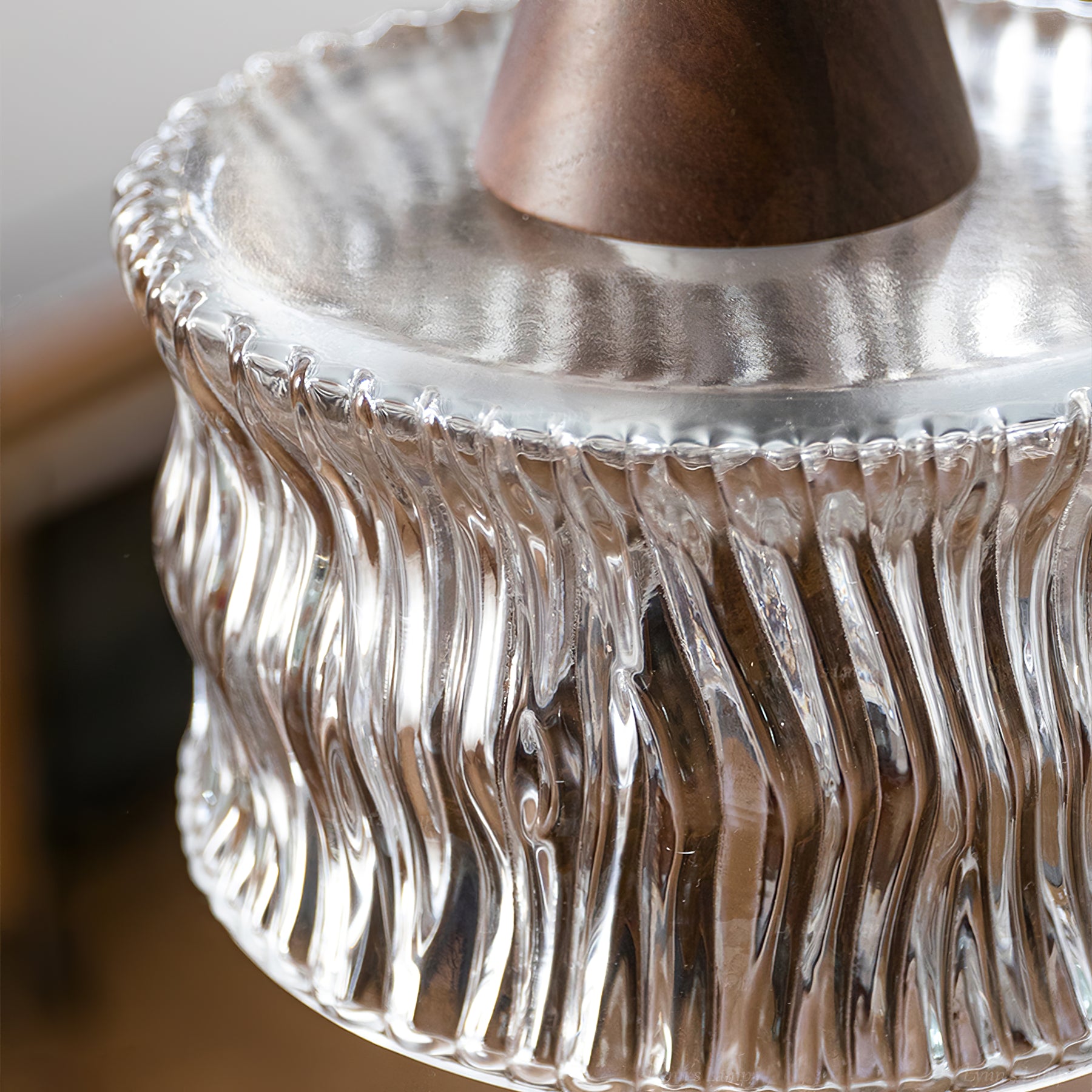 Walnut Glass Carved Pendant Light
