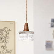 Walnut Glass Carved Pendant Light