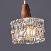 Walnut Glass Carved Pendant Light