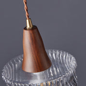 Walnut Glass Carved Pendant Light
