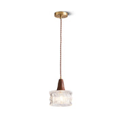 Walnut Glass Carved Pendant Light
