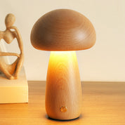 Wooden Mushroom Table Lamp (Built-in Battery)