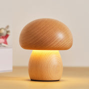 Wooden Mushroom Table Lamp (Built-in Battery)