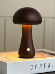 Wooden Mushroom Table Lamp (Built-in Battery)