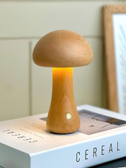 Wooden Mushroom Table Lamp (Built-in Battery)