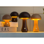 Wooden Mushroom Table Lamp (Built-in Battery)