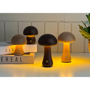 Wooden Mushroom Table Lamp (Built-in Battery)