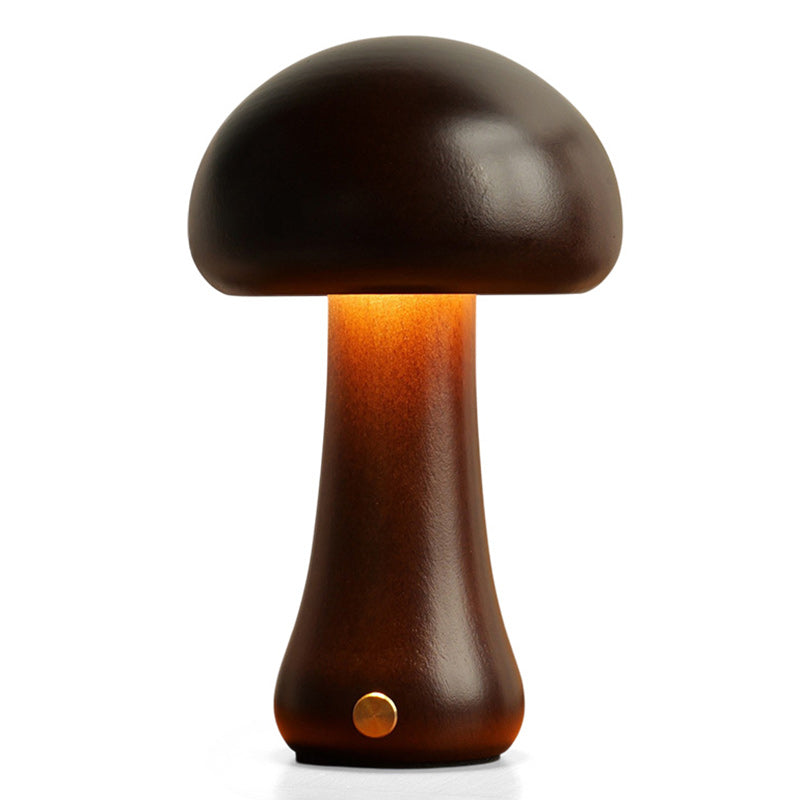 Wooden Mushroom Table Lamp (Built-in Battery)