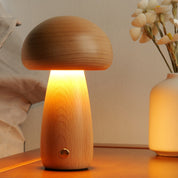 Wooden Mushroom Table Lamp (Built-in Battery)