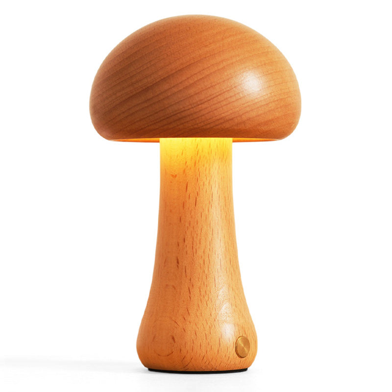 Wooden Mushroom Table Lamp (Built-in Battery)